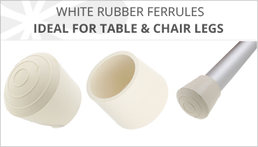 WHITE RUBBER FERRULES FOR TABLE AND CHAIR LEGS